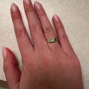 14k gold signet ring with natural Colombian emerald